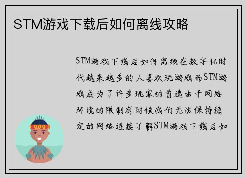 STM游戏下载后如何离线攻略